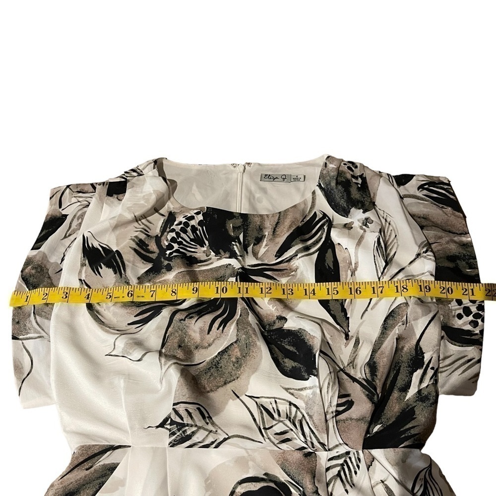 EUC Eliza J watercolour dress, taupe, white, black, size 4. - Picture 9 of 10